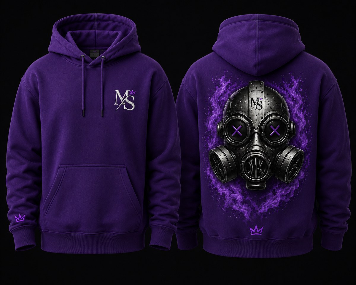 Hoodie — gas mask design, purple