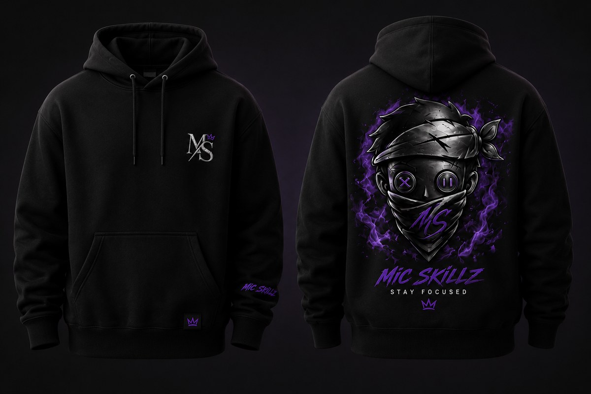 Hoodie — Stay Focused mascot design, black