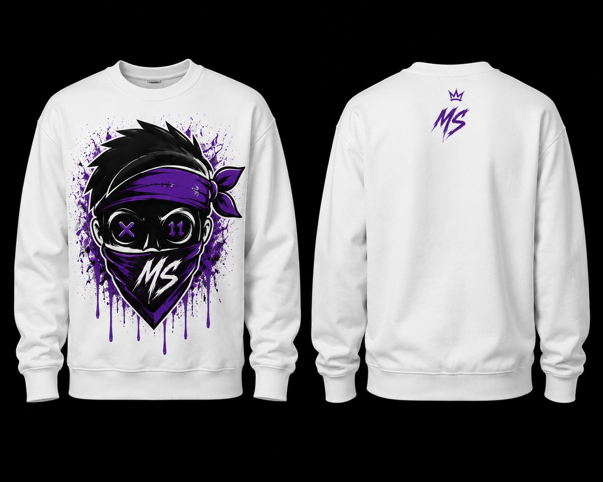 Sweatshirt — mascot bandana design, white