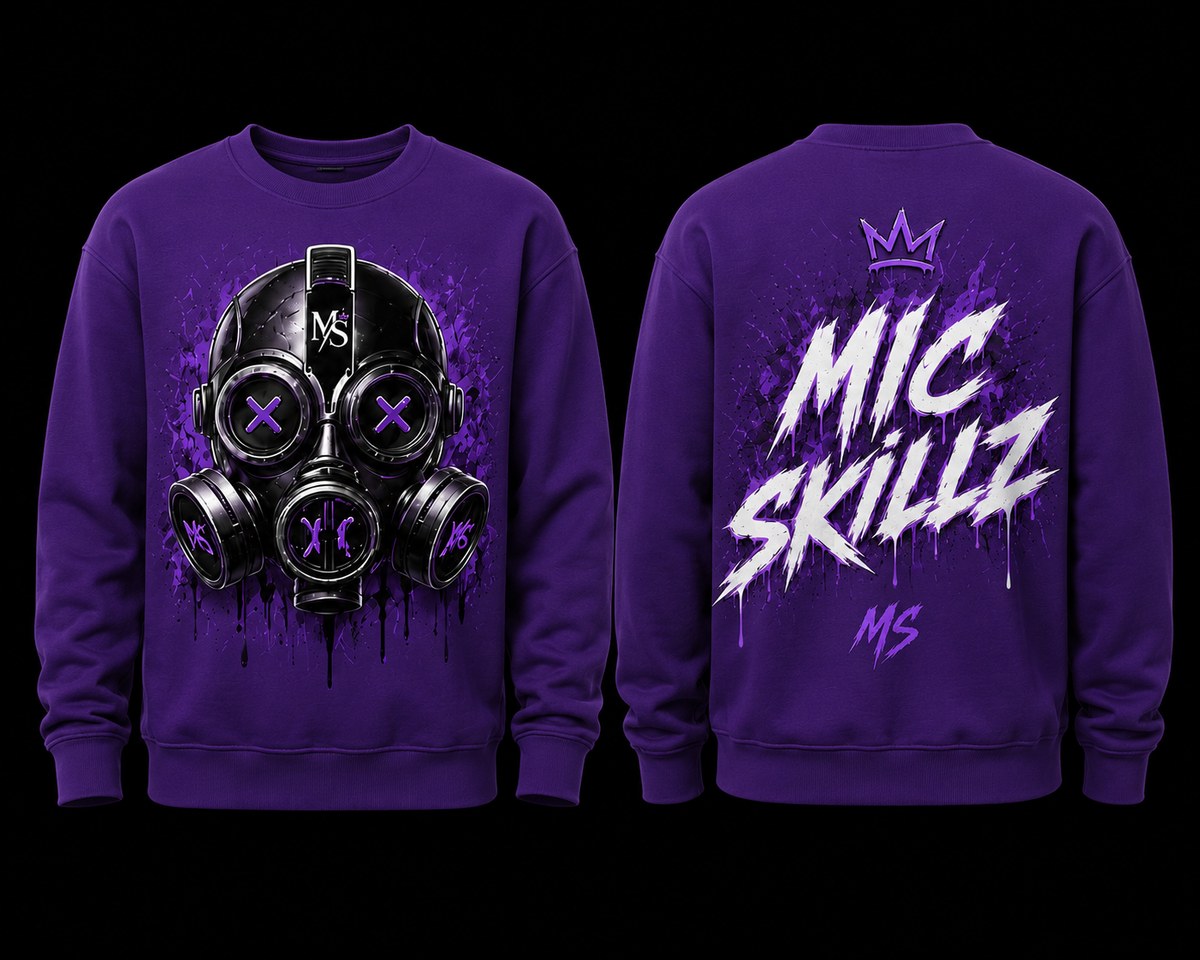 Sweatshirt — gas mask design, purple