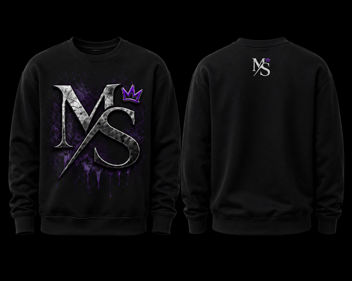 Sweatshirt — metallic MS logo design, black